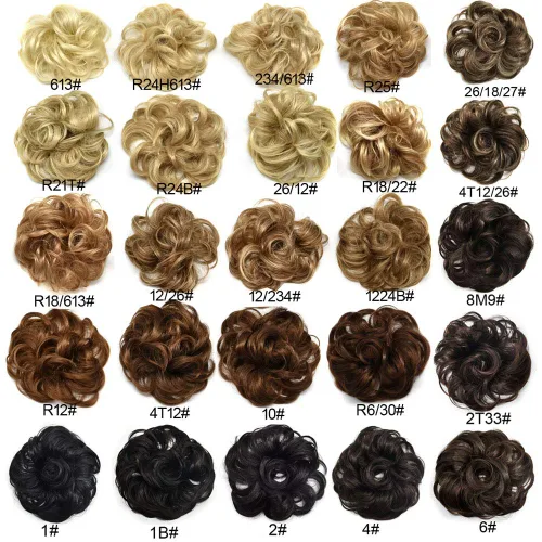 Miniatura 5 de Extensiones de cabello sintético ondulado estilo francés para mujer (#R18/22, castaño ceniza claro y castaño caoba)