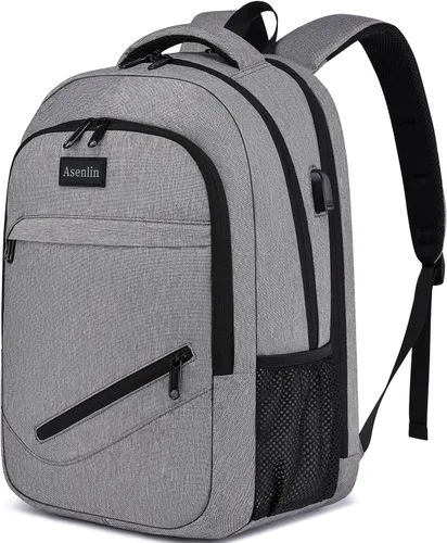 Miniatura 9 de Mochila Asenlin para portátil de viaje para mujeres y hombres, mochila resistente al agua para negocios, delgada y resistente, con puerto USB