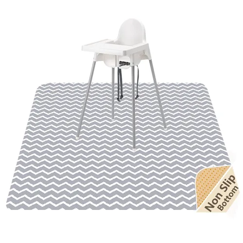 Miniatura 10 de Tapete de salpicaduras para bebé debajo de la silla alta, tapete de salpicaduras de 51 x 51 pulgadas, tapete impermeable y lavable, protector