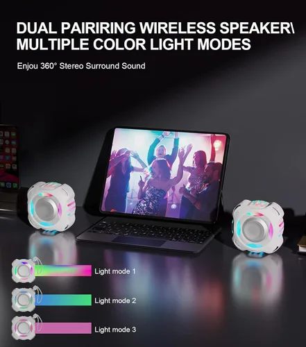 Miniatura 7 de comiso Altavoz Bluetooth de ducha, IPX7 impermeable con múltiples luces, flotante, altavoces inalámbricos con graves fuertes y sonido HD fuerte