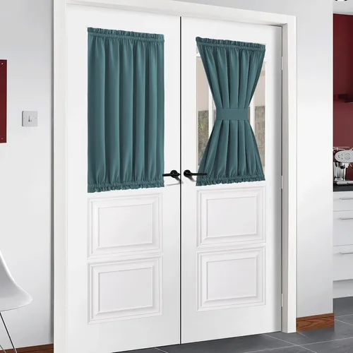 Miniatura 234 de NICETOWN Cortinas opacas unicolor con aislamiento térmico para puerta francesa, granja, oscurecimiento de habitación, puertas y ventanas de Marrón