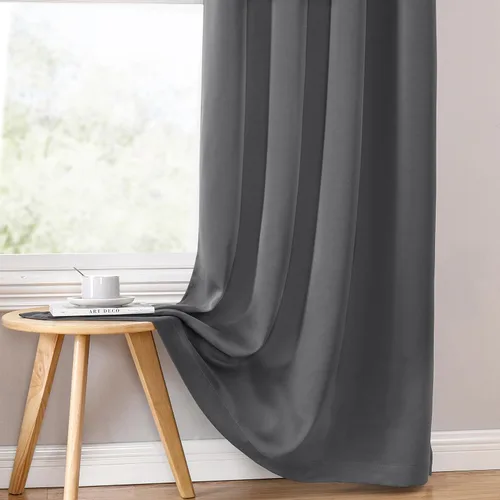 Miniatura 6 de ChrisDowa Cortinas 100% Opacas para Dormitorio con Forro Negro, 2 Capas Gruesas Totalmente Opacas con Aislamiento Térmico y Ojales, Cortinas de Gris