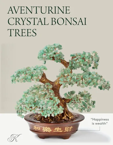 Miniatura 4 de KALIFANO Premium árbol de piedras preciosas – Bonsai Feng Shui Money Tree con propiedades curativas Aventurina