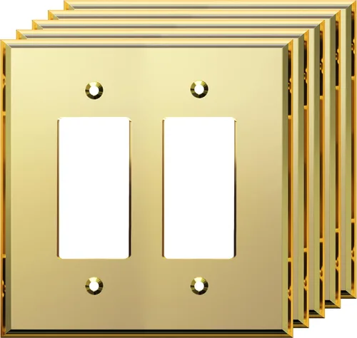 Miniatura 40 de LIDER Placa de Pared Decorativa de Acrílico Reflectante, Placa de Interruptor de Luz Espejada, Cubierta de Tomacorriente de Plexiglás, Vidrio Dorado