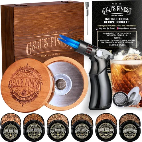 Kit ahumador para whisky | Kit ahumador para cócteles | Kit ahumador para bourbon | Kit ahumador para cócteles a la antigua con antorcha de cuatro