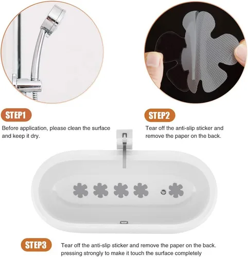 Miniatura 5 de Secopad Calcomanías originales para tina, antideslizantes, 12 unidades, peldaños de ducha de seguridad, apliques adhesivos con raspador premium, Gris