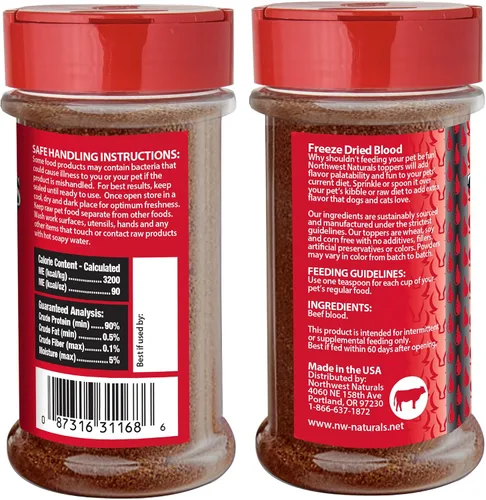 Miniatura 7 de Northwest Naturals Golosinas liofilizadas de sangre de res para perros y gatos - Saludable, 1 ingrediente, ingredientes de grado humano, todo