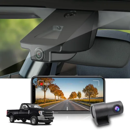 Miniatura 10 de Fitcamx Cámara de tablero 4K adecuada para Ford F250 F350 XL XLT 2011-2025 (DZ-00455), aspecto de fábrica OEM, video UHD 2160P, WiFi y aplicación
