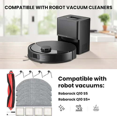 Miniatura 2 de Paquete de 15 accesorios Q10 S5 para Roborock Q10 S5, las piezas de repuesto incluyen 1 cepillo principal, 4 filtros HEPA, 4 almohadillas