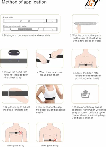 Miniatura 3 de Heart Rate Monitor Chest Strap Compatible with Polar H10 H9 H7 H1 Wahoo Tickr Garmin HRM CooSpo,Black&Gray