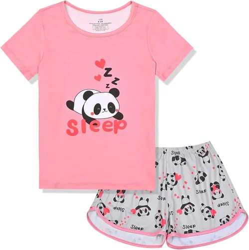 Miniatura 12 de QPANCY Pijamas de verano para niñas, conjuntos de pijamas de manga corta para dormir de verano