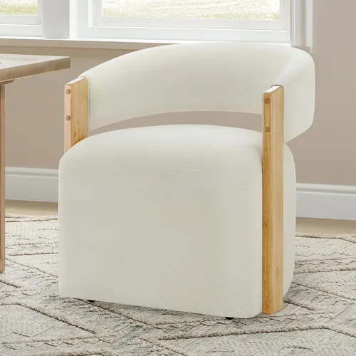 Miniatura 9 de KISLOT Juego de 4 sillas de comedor tapizadas, sillas de comedor modernas con ruedas, sillón de madera lateral de cocina con asiento de cojín