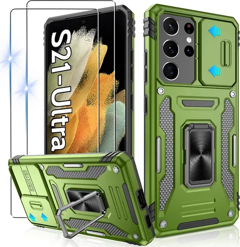 Miniatura 200 de Gritup para Samsung Galaxy S22 Funda con protectores de pantalla HD de 2 paquetes y cubierta deslizante para la cámara, protección contra caídas