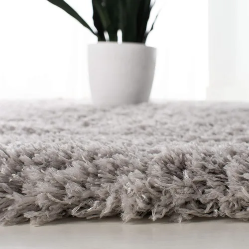 Miniatura 5 de SAFAVIEH Polar Shag Collection - Alfombra para pasillo, 2 pies 3 pulgadas x 12 pies, color plateado, diseño glamour sólido, no desprende pelusa