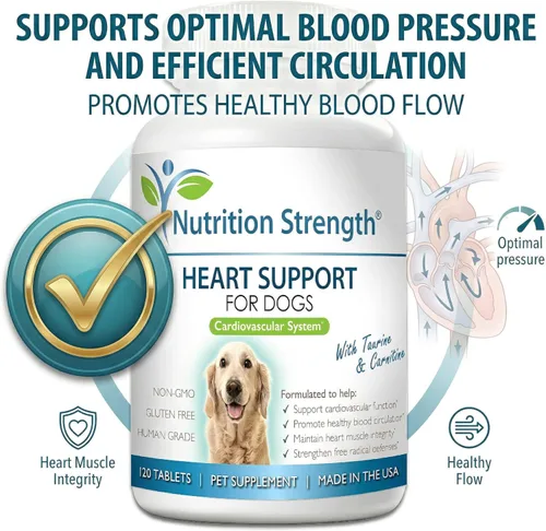 Miniatura 5 de Apoyo cardíaco para perros con taurina y carnitina, promueve la circulación sanguínea, apoya la función cardiovascular, integridad muscular cardíaca