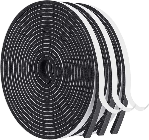 Miniatura 7 de MAGZO Burlete para puerta, 1 pulgada de ancho x 1/16 pulgadas de grosor, cinta adhesiva de espuma insonorizada para ventanas, 1 rollo total de 33