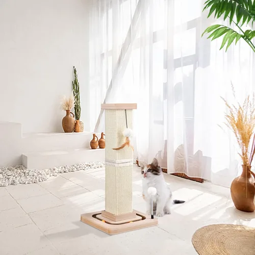 Miniatura 8 de LIFLIX Rascador para gatos de 27 pulgadas, rascador de sisal para gatos con bolas interactivas y bolas colgantes, postes rascadores verticales