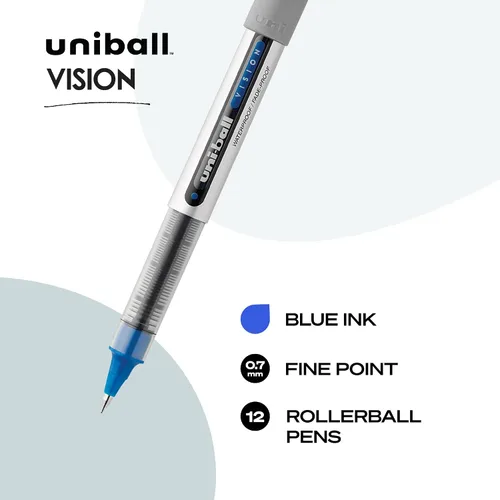 Miniatura 3 de uni-ball Uniball Vision - Bolígrafos de punta fina de 0.028 in, color azul, 12