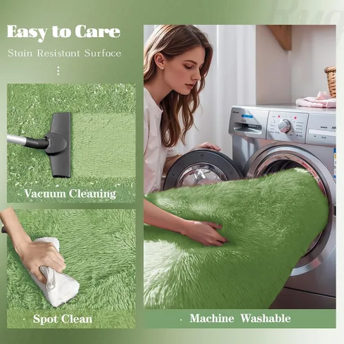 Miniatura 3 de Alfombra de área de 6x9 pies para sala de estar: Alfombras suaves de pelo largo esponjosas y lavables, alfombra interior de felpa grande y difusa