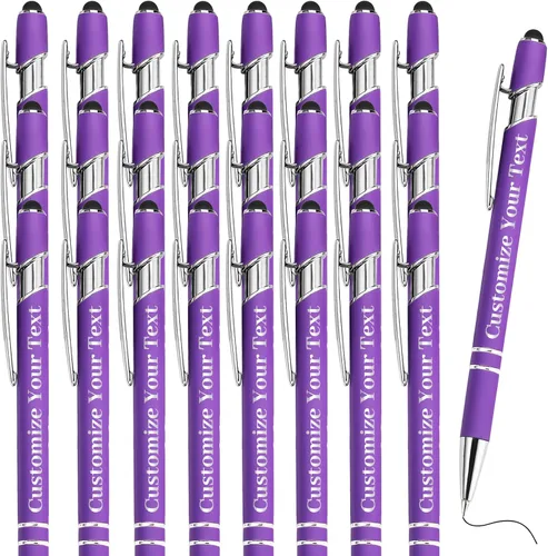 Miniatura 47 de Hasta 500 bolígrafos personalizados a granel con lápiz capacitivo, grabado, juego de bolígrafos con tu nombre, texto para mujeres de negocios
