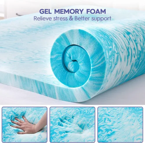 Miniatura 3 de ABENE Cubrecolchón de espuma viscoelástica de 3 pulgadas de doble capa para cama individual, almohada de 2 pulgadas de espuma viscoelástica más 1