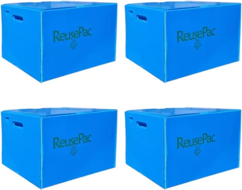 Caja plegable reutilizable de polipropileno corrugado, ligera, movimiento de almacenamiento, apilable, tapa autoblocante sin cinta para negocios,
