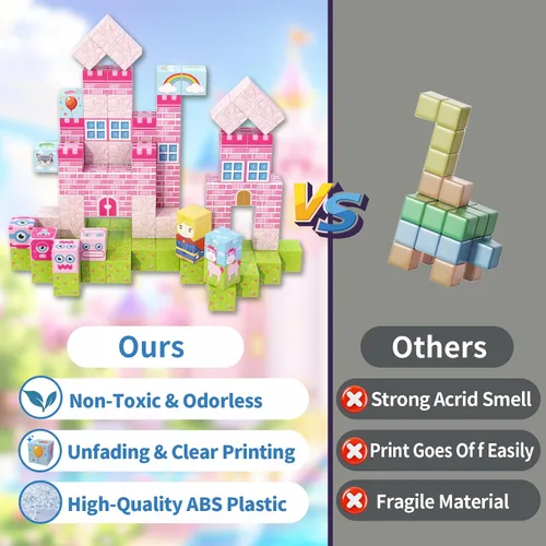 Miniatura 5 de WSHIMIN Princess Castle Toys Bloques de construcción magnéticos para niños de 4 a 8 años, juguetes sensoriales STEM magnéticos