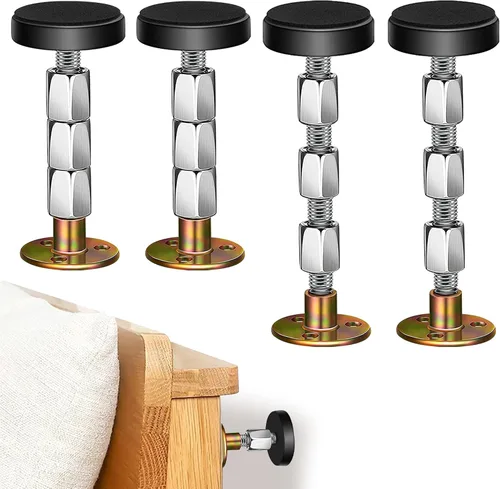 Krisler Marco de cama ajustable roscado, herramienta antivibración, tapones de cabecero, herramienta antivibración para camas, armarios, sofás, 4