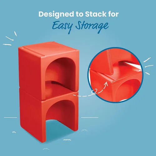 Miniatura 8 de ECR4Kids Tri-Me Silla cúbica 3-en-1, muebles para niños, color rojo