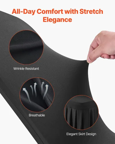 Miniatura 33 de VEVOR 150 fundas blancas para sillas de poliéster y elastano, fundas elásticas para bodas, fiestas, comedor, banquetes, sin pinzas, 150