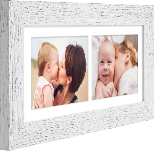 Miniatura 803 de Marcos de Fotos Collage de 13.5X15.5 con 7 Aberturas para Fotos de 4X6, Marco de Fotos Múltiples con Paspartú para Decoración de Pared, Grano