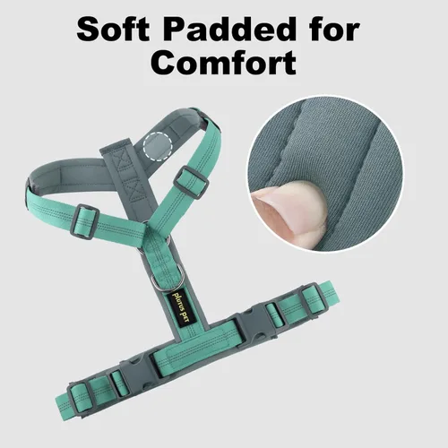 Miniatura 13 de Arnés para perro Plutus Pet sin tirón, arnés ajustable de nylon con acolchado suave, arnés para perro reflectante y resistente para perros pequeños