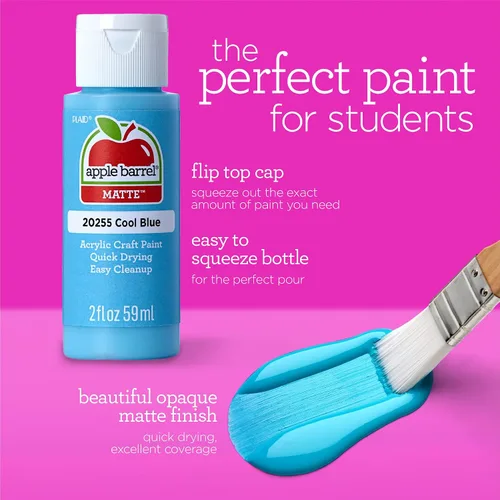 Miniatura 8 de Apple Barrel Art Lessons - Juego de pintura y pinceles, kit de 34 piezas que incluye 23 colores de pintura acrílica Apple Barrel de 2 onzas