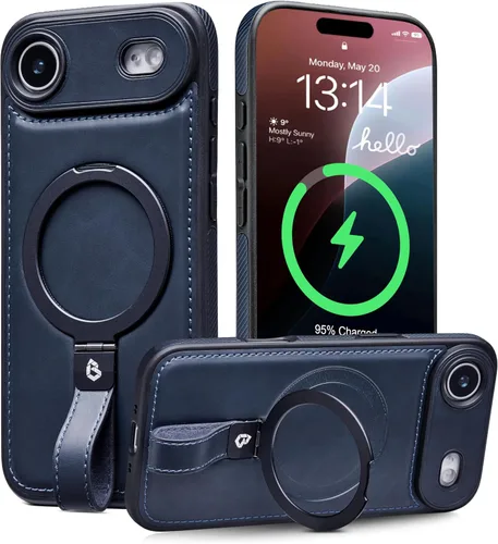 Miniatura 33 de Butaiga - Funda para iPhone 12 Pro Max con correa de cuero, soporte de anillo, color negro Finger Loop, Relieve Smartphone Pinky Strain