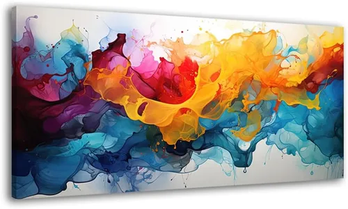Cpwaxf Lienzo abstracto para decoración de pared, colorido para sala de estar, impresiones de arte multicolor de fantasía, pintura moderna, cuadros