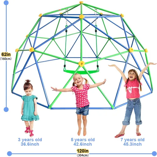 Miniatura 2 de JYGOPLA Domo de escalada para niños de 10 pies, capacidad de 800 libras, resistente a los rayos UV y al óxido, gimnasio geométrico de jungla