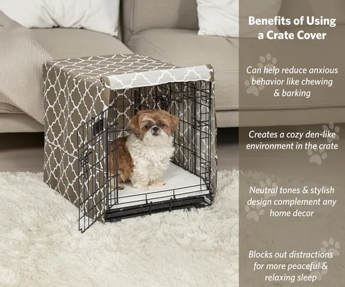 Miniatura 2 de MidWest Homes for Pets Funda para jaula para perros pequeños con protector de tela Teflon, funda de privacidad de poli-algodón para perrera que se