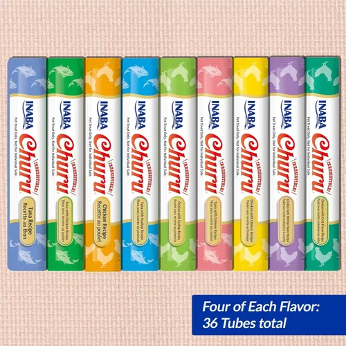 Miniatura 3 de INABA Churu - Golosinas para gatos, puré cremoso exprimible sin granos, para lamer y exprimir, con vitamina E y taurina, 0.5 onzas cada tubo, 36