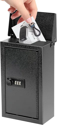 xydled Caja de llaves montada en la pared con cerradura de combinación, buzón de metal, caja de almacenamiento para interiores y exteriores, buzón