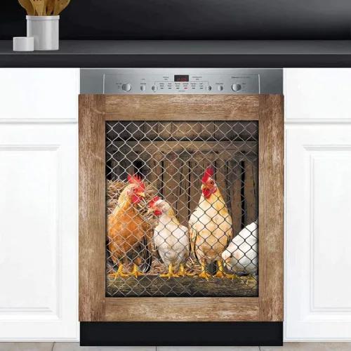 Miniatura 2 de Awak Adhesivo magnético para decoración de cocina, gallo para lavavajillas, diseño de pollo campestre, nevera, puerta de refrigerador, calcomanías