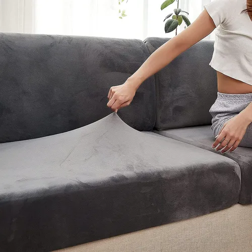 Miniatura 3 de Fundas elásticas de cojín para sofá, funda de cojín de terciopelo en forma de L para sofá chaise longue, funda de asiento de sofá seccional