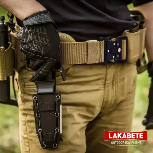Miniatura 5 de Cinturón de batalla táctico Cinturones tácticos Soporte de cinturón táctico para hebilla de metal Cinturón de liberación rápida con bolsas