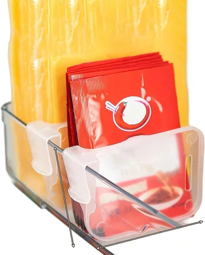 Miniatura 5 de Organizador de 10 congeladores, organizador de refrigerador visible con divisores y asas extraíbles, estante para refrigerador, libremente