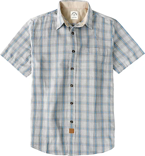 Miniatura 36 de Dubinik® Camisas de manga corta con botones para hombre, 100% algodón, a cuadros, camisas casuales con bolsillo