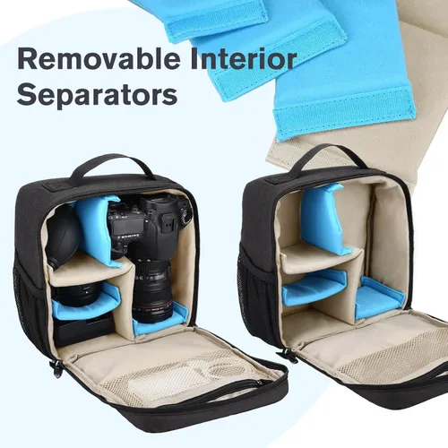 Miniatura 2 de BAIGIO Bolsa de inserción para cámara, funda interior de alta capacidad, a prueba de golpes y resistente al agua, bolsa interior para cámara DSLR