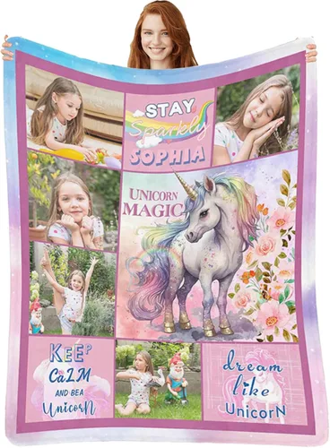Miniatura 10 de Manta de Sirena Personalizada para Niñas Bebés - Manta de Forro Polar para Recién Nacidos y Niños Pequeños - Foto y Nombre, Regalos de Navidad