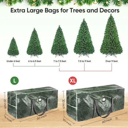 Miniatura 2 de BALEINE Bolsa de almacenamiento para árbol de Navidad de 9 pies, bolsa para árbol de Navidad artificial extragrande resistente con asas reforzadas