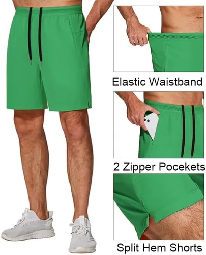 Miniatura 5 de COOFANDY Pantalones cortos de entrenamiento para hombre de 7 pulgadas, paquete de 2 pantalones cortos de entrenamiento ajustados de secado rápido