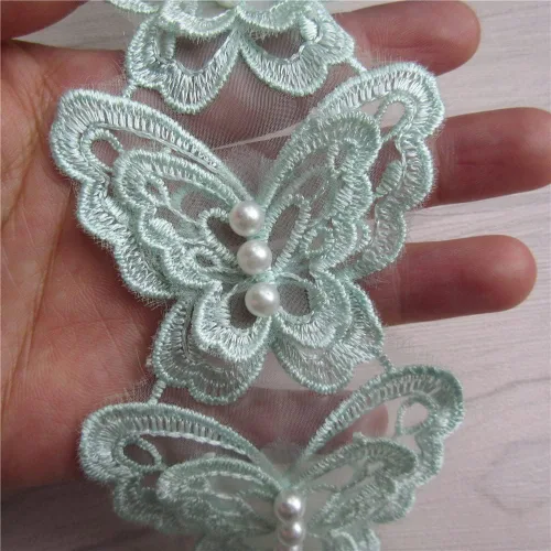Miniatura 13 de Arco de mariposa soluble de 5 yardas de organza bordada de encaje para tejer, apliques de boda, cinta de retazos hechos a mano, suministros