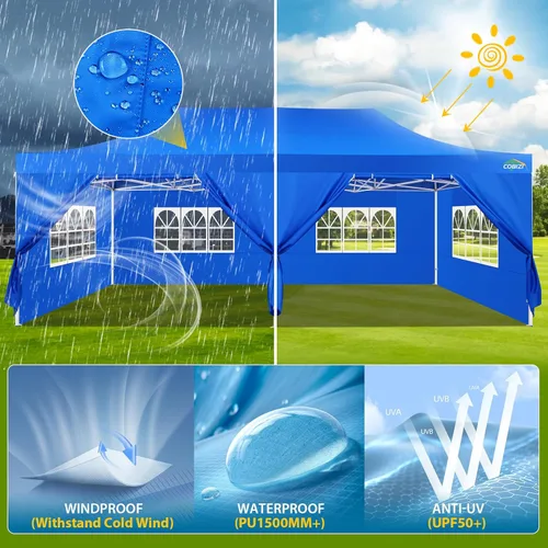 Miniatura 233 de COBIZI Tienda de campaña desplegable de 6.6 x 6.6 pies, toldo resistente, fácil de instalar, impermeable, para exteriores, fiestas, playa, jardín